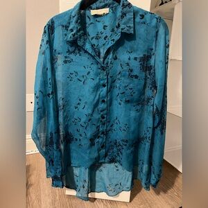 Urban Outfitters Staring At Stars Blue Printed Button Down Shirt Size M